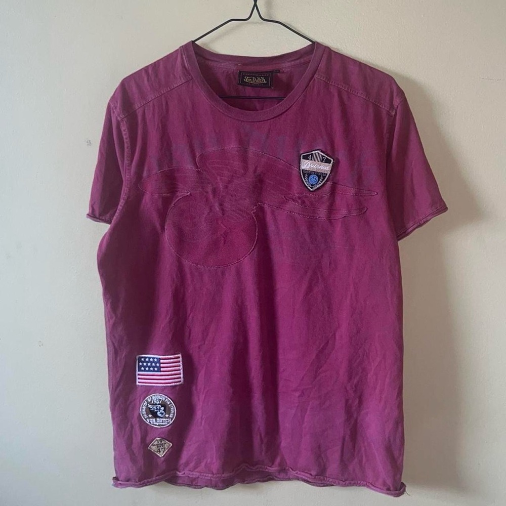 Vintage Y2K 2000s Von Dutch Embroidered Design Eye Patchwork Tee